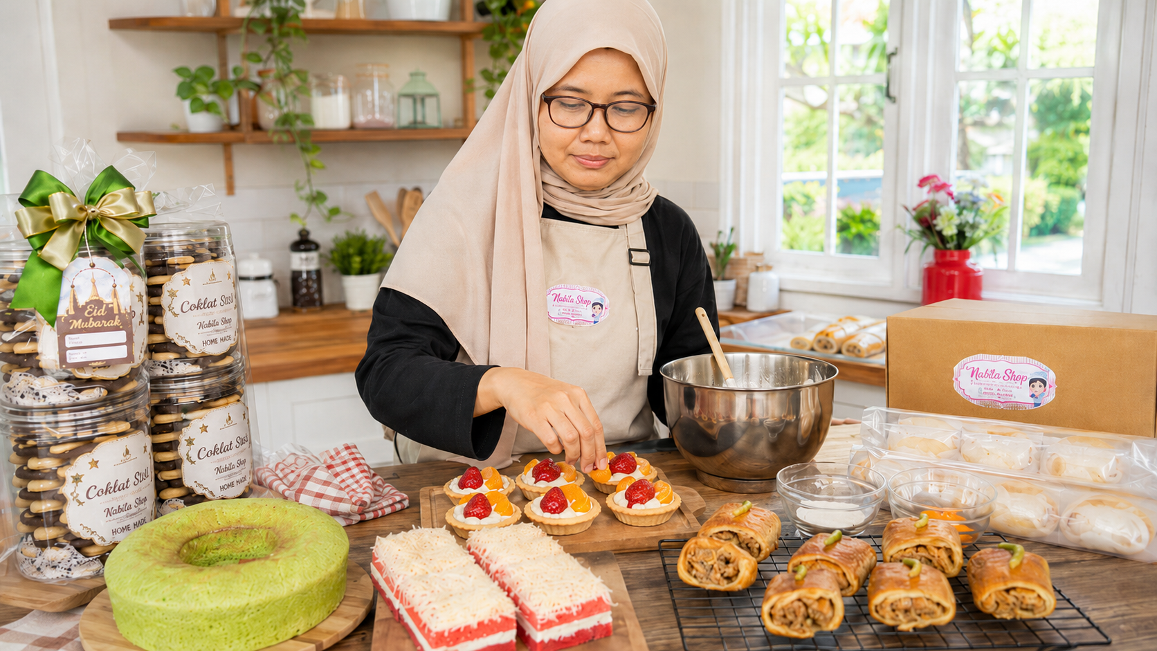 Proses baking cake dan cookies Nabila Shop